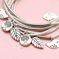 Layered Natural Leather Bracelet | Multi-Strand Women's Jewellery-BEIGE-State of Style