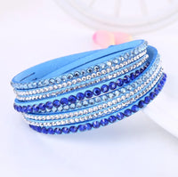 Layered Rhinestone Wrap Bracelet-BLUE-State of Style