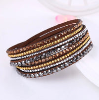 Layered Rhinestone Wrap Bracelet-BROWN-State of Style