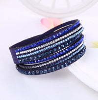 Layered Rhinestone Wrap Bracelet-NAVY BLUE-State of Style
