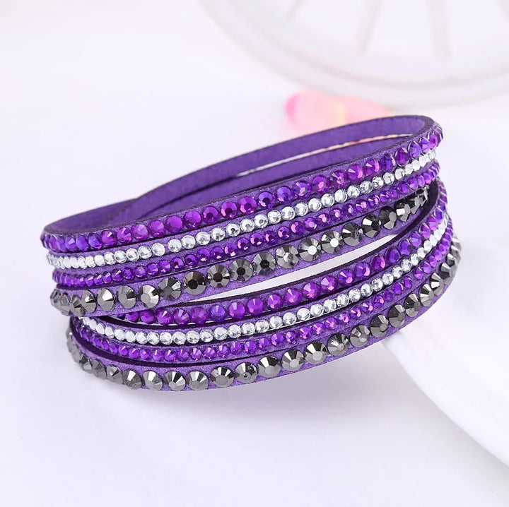 Layered Rhinestone Wrap Bracelet-PURPLE-State of Style
