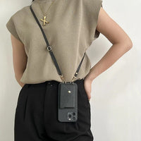 Leather Crossbody Phone Case - Urban Chic-Black-iPhone 12-State of Style
