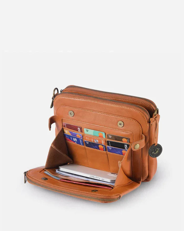 Leather Crossbody Shoulder Bag - PremierSatchel-Brown-State of Style