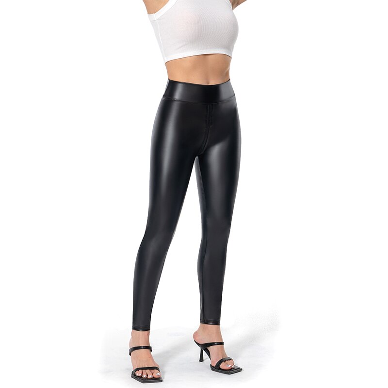 Leather Ladies' Trousers with Zip at the Back - Lena-Black-XS-State of Style