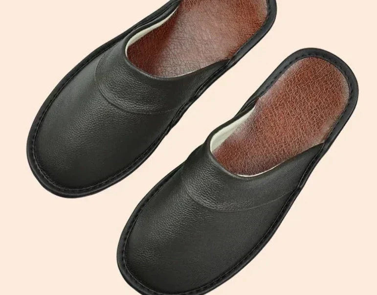 Leather Men's Slippers - Lucas-Black-5-State of Style