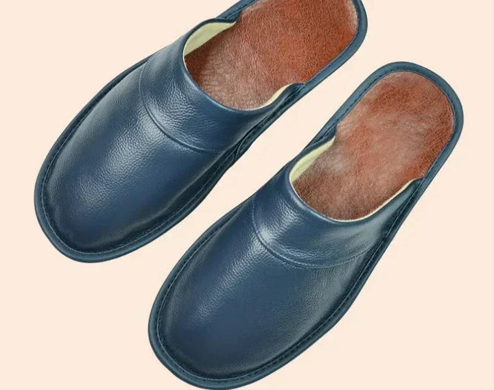 Leather Men's Slippers - Lucas-Blue-5-State of Style