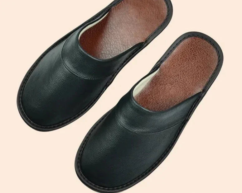 Leather Men's Slippers - Lucas-Brown-5-State of Style
