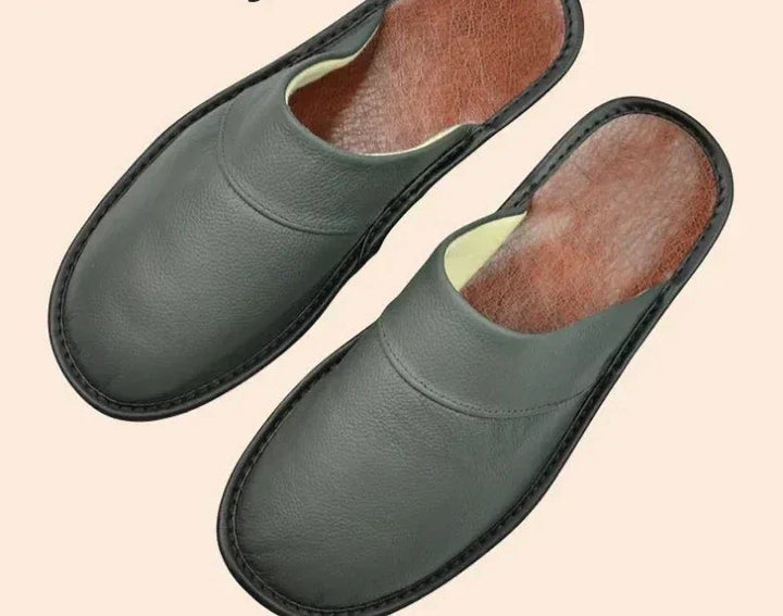 Leather Men's Slippers - Lucas-Grey-5-State of Style