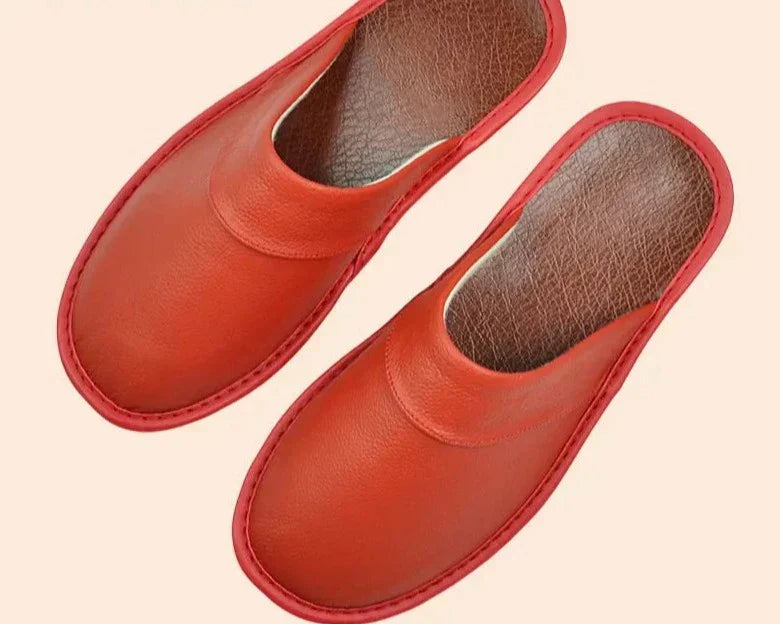 Leather Men's Slippers - Lucas-Red-5-State of Style