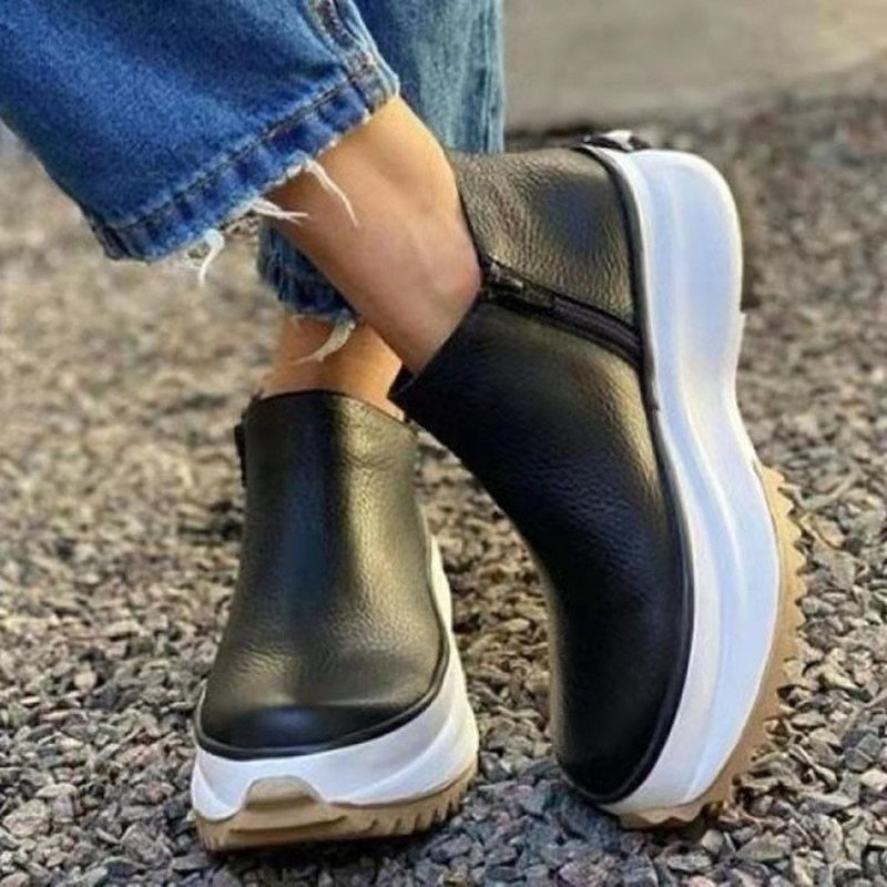 Leather Sneakers with Orthopedic Sole – Comfort & Style Combined-Black-4.5-State of Style