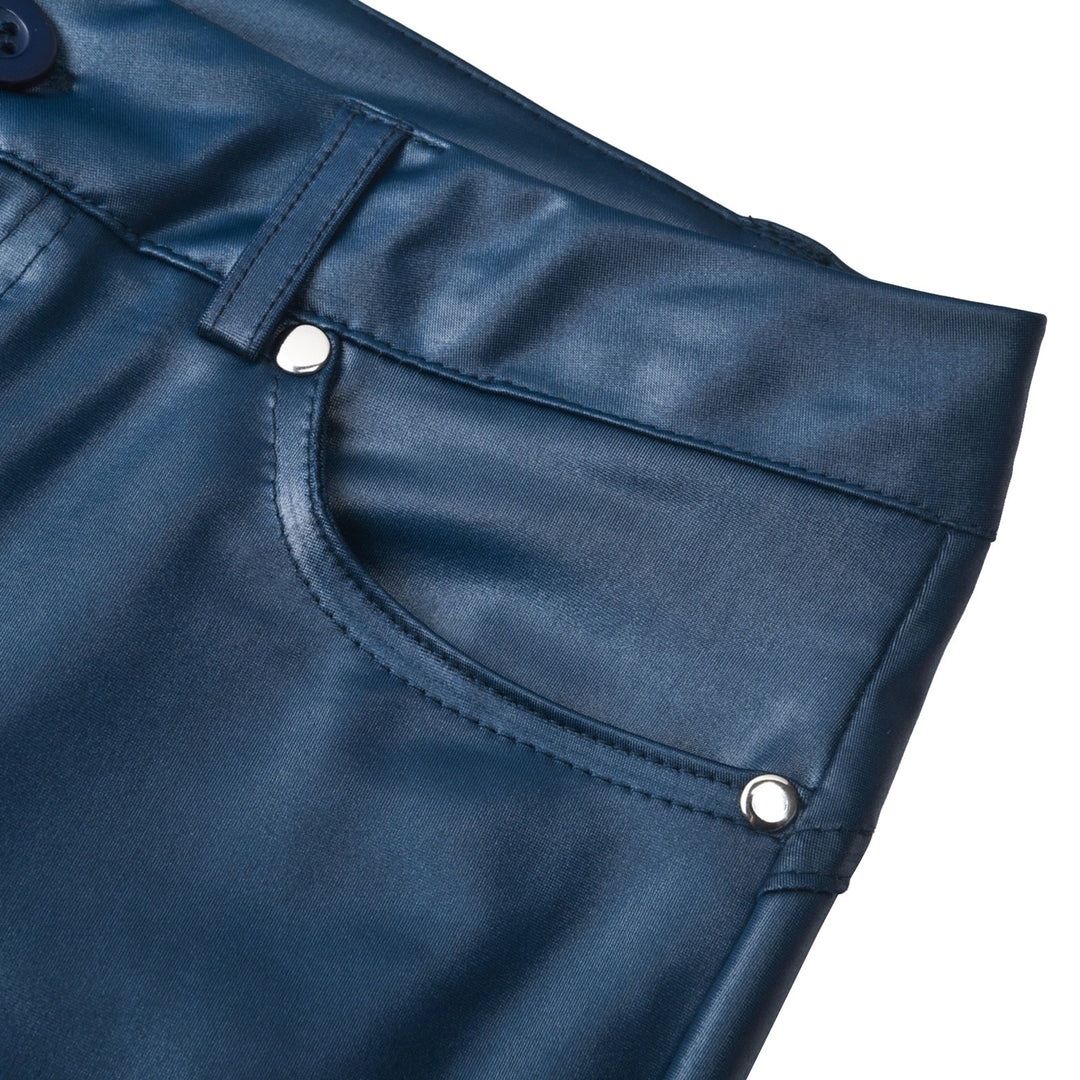 Leather stretch trousers with a high waist - Raffaela-Black-S-State of Style