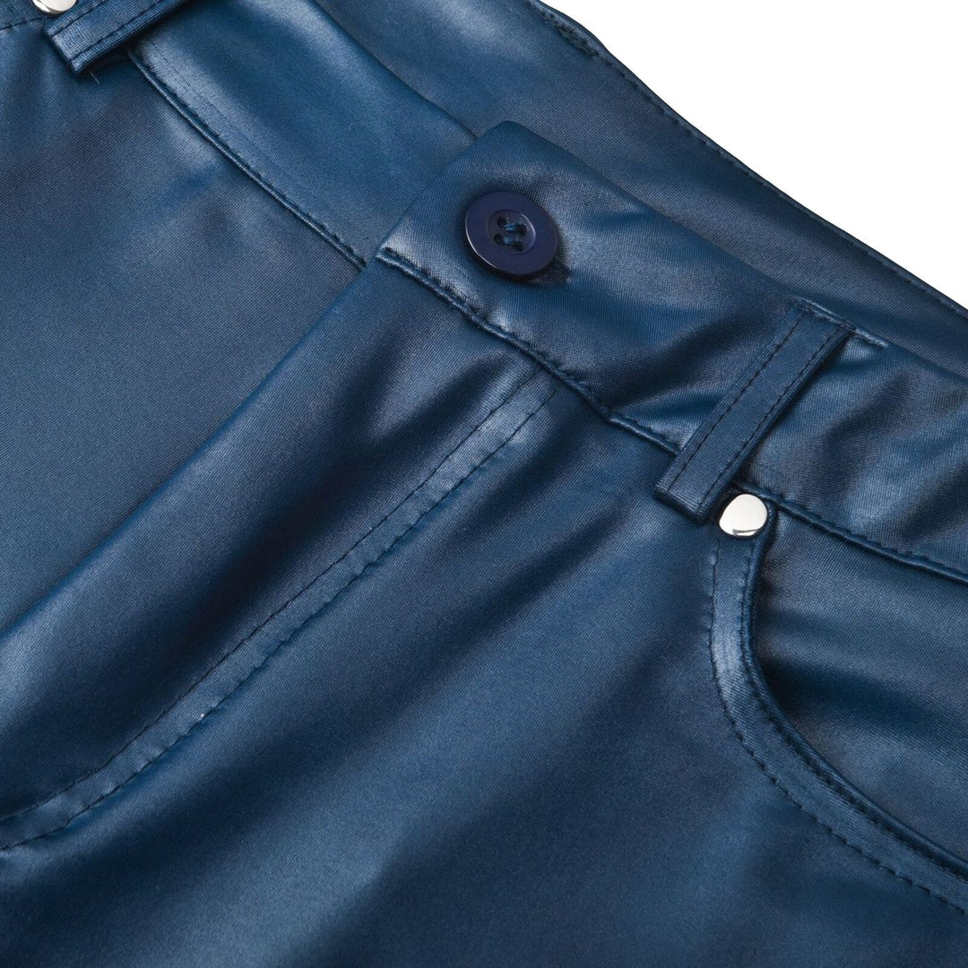 Leather stretch trousers with a high waist - Raffaela-Black-S-State of Style