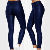 Leather stretch trousers with a high waist - Raffaela-Black-S-State of Style