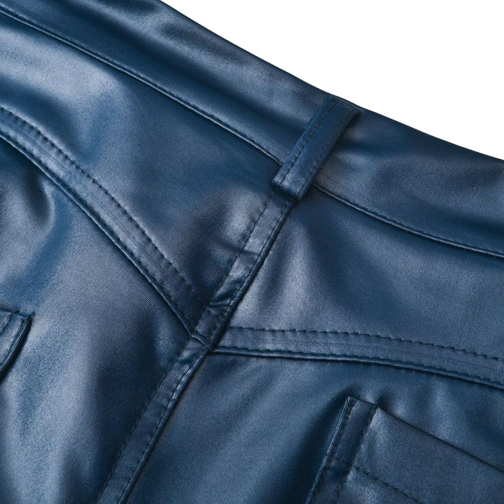 Leather stretch trousers with a high waist - Raffaela-Black-S-State of Style