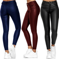 Leather stretch trousers with a high waist - Raffaela-Black-S-State of Style