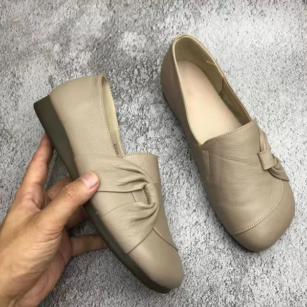 Leather Women's Shoes with Slip-Resistant Sole – Aurora-Beige-3-State of Style
