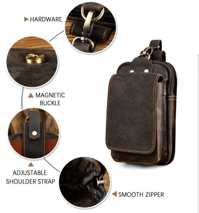 LeatherGuard Pro Men's Hip Bag-Dark Brown-State of Style