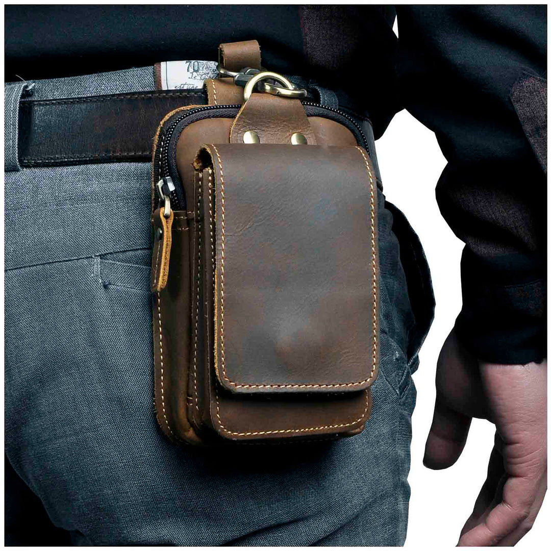 LeatherGuard Pro Men's Hip Bag-Dark Brown-State of Style
