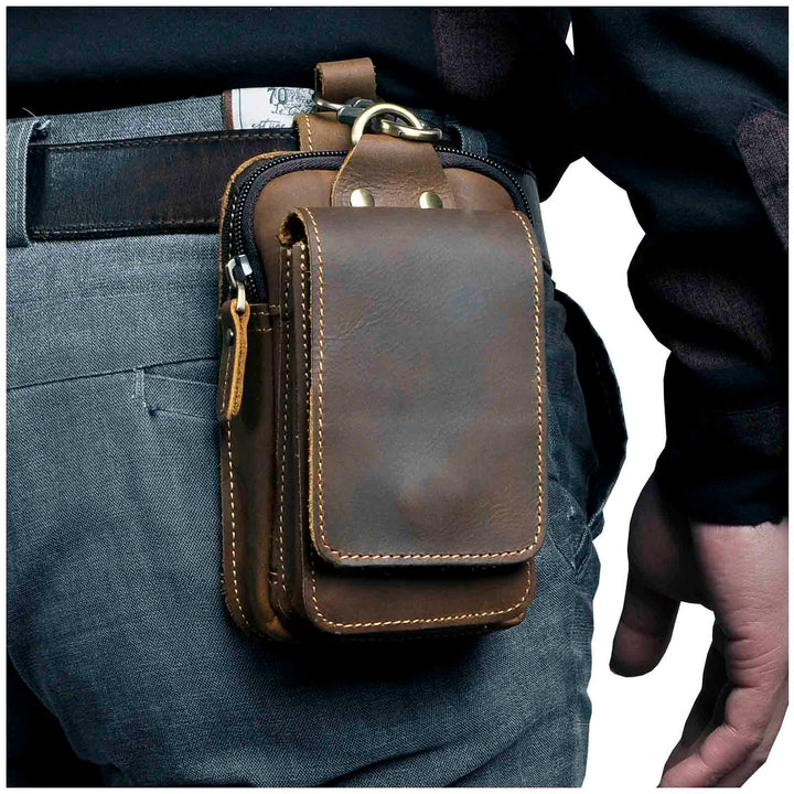 LeatherGuard Pro Men's Hip Bag-Dark Brown-State of Style
