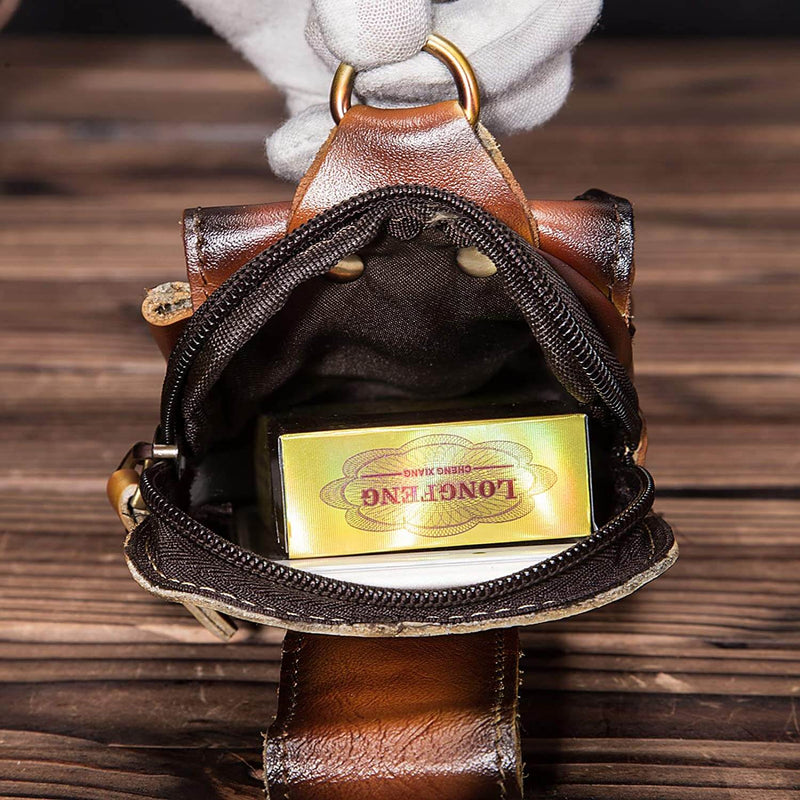 LeatherGuard Pro Men's Leather Waist Bag-Dark Brown-State of Style
