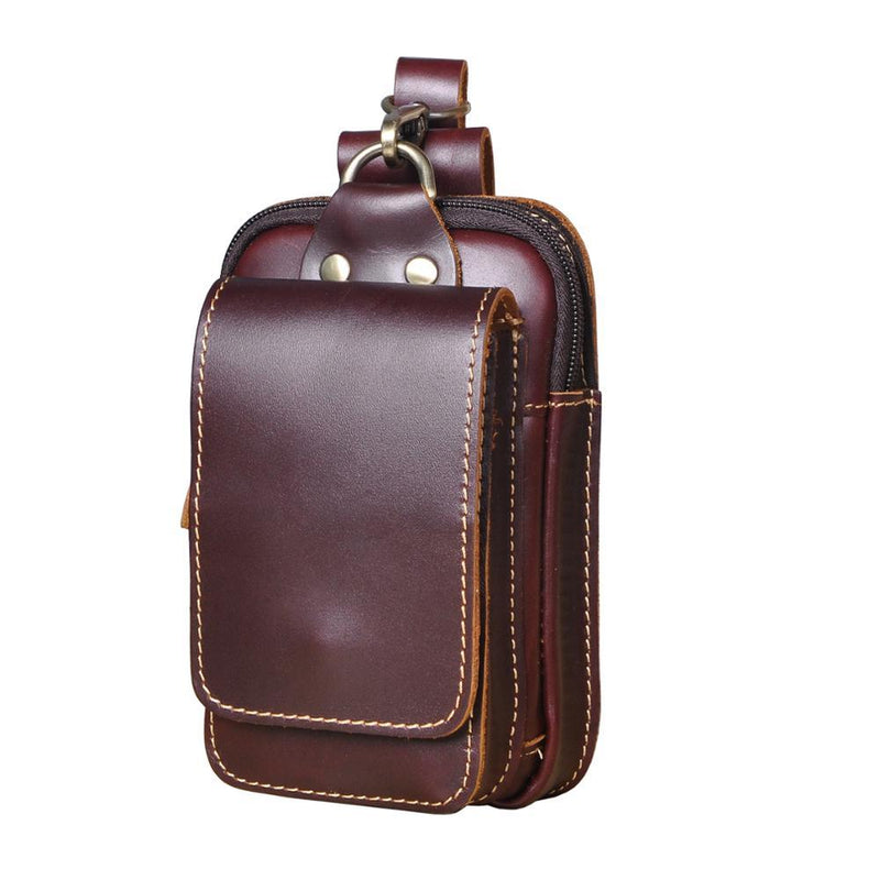 LeatherGuard Pro Men's Leather Waist Bag-Dark Brown-State of Style