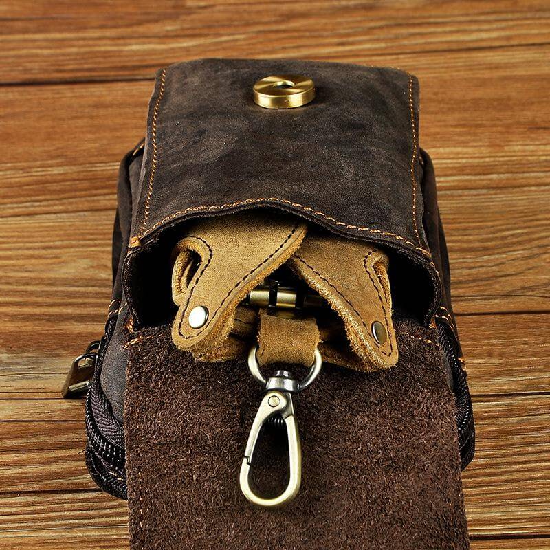 LeatherGuard Pro Men's Leather Waist Bag-Dark Brown-State of Style