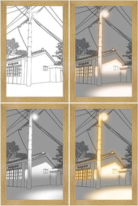 LED Lighting Painting – Luminza-Sunset and street lighting-23x17cm-State of Style
