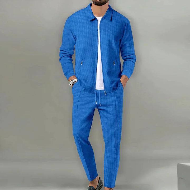 Leo - Casual Men's Set with Blazer and Classic Pants-Blue-S-State of Style