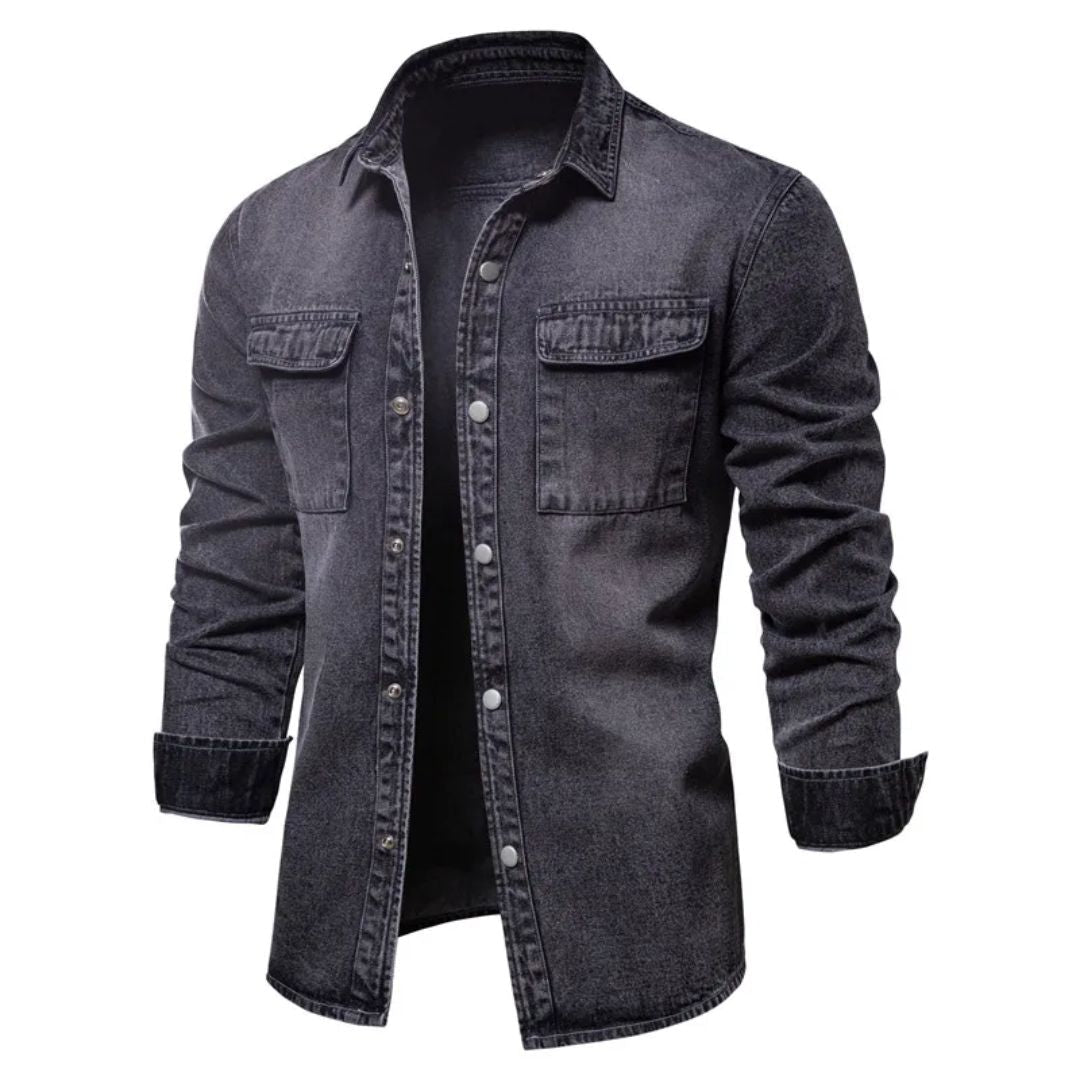 Light Blue Denim Shirt William – Casual Streetwear Style-Black-M-State of Style
