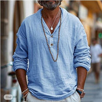 Light Linen Henley Shirt for Men – Jonas-Blue-S-State of Style