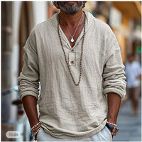 Light Linen Henley Shirt for Men – Jonas-Brown-S-State of Style