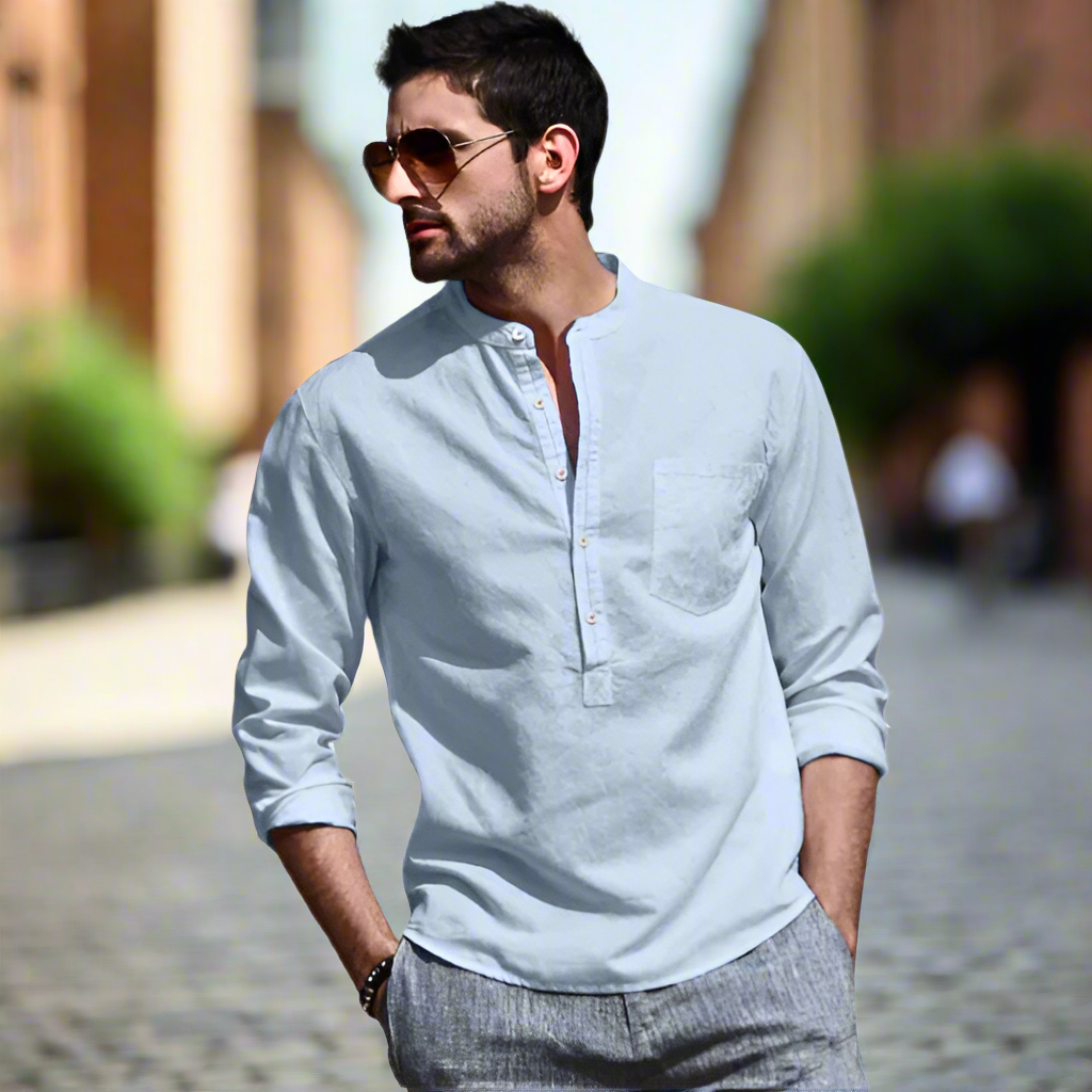 Light Linen Men's Shirt – Thiago-Light blue-S-State of Style