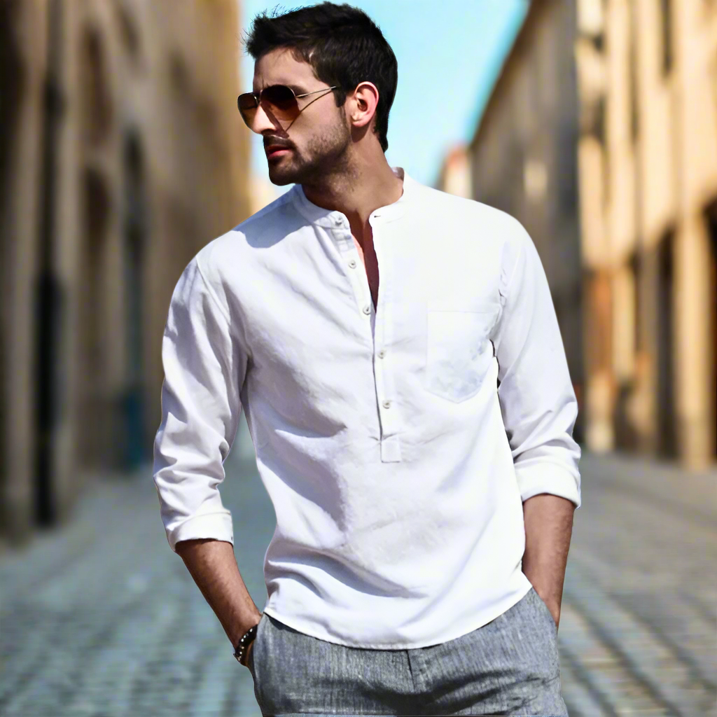 Light Linen Men's Shirt – Thiago-White-S-State of Style