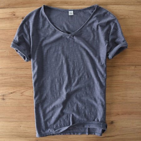 Light Linen V-Neck Shirt for Men – Breathable & Summery – Thilo-Gray-M-State of Style