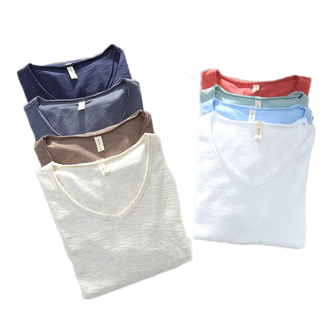 Light Linen V-Neck Shirt for Men – Breathable & Summery – Thilo-White-M-State of Style