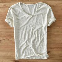 Light Linen V-Neck Shirt for Men – Breathable & Summery – Thilo-White-M-State of Style