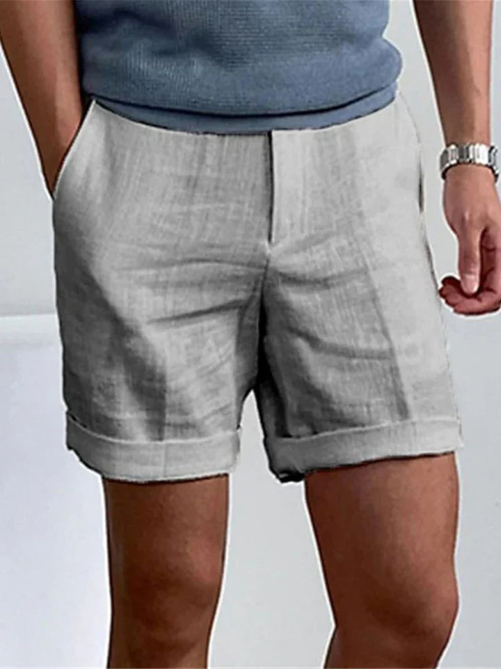 Light men's summer shorts made of linen with a relaxed fit - Jorin-Gray-S-State of Style
