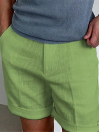 Light men's summer shorts made of linen with a relaxed fit - Jorin-Green-S-State of Style