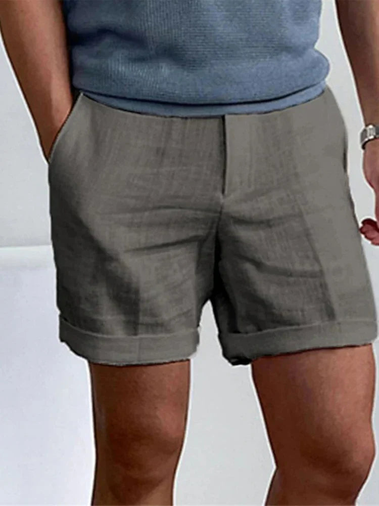 Light men's summer shorts made of linen with a relaxed fit - Jorin-White-S-State of Style