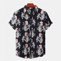 Light & Stylish Tropical Shirt with Floral Pattern for Men – Mateo-Black-Pink-S-State of Style