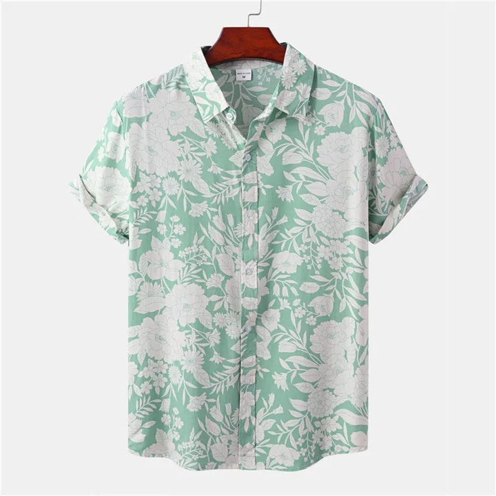 Light & Stylish Tropical Shirt with Floral Pattern for Men – Mateo-Green-White-S-State of Style