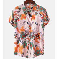 Light & Stylish Tropical Shirt with Floral Pattern for Men – Mateo-Rosa-Orange-S-State of Style