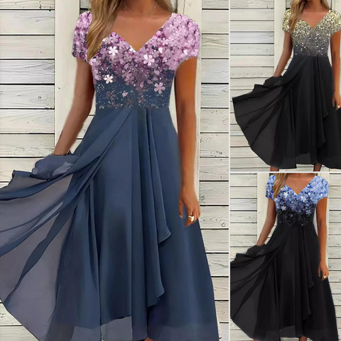 Light Summer Dress with Glamorous Look – Soraya-Blue Black-S-State of Style