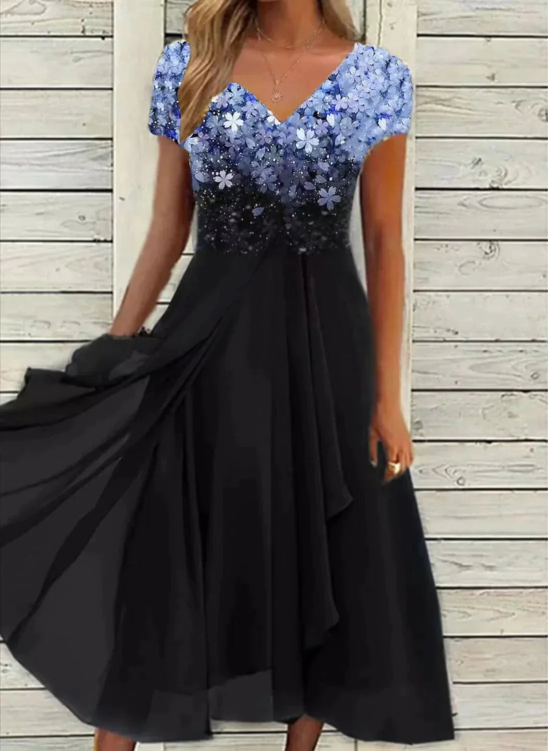 Light Summer Dress with Glamorous Look – Soraya-Blue Black-S-State of Style