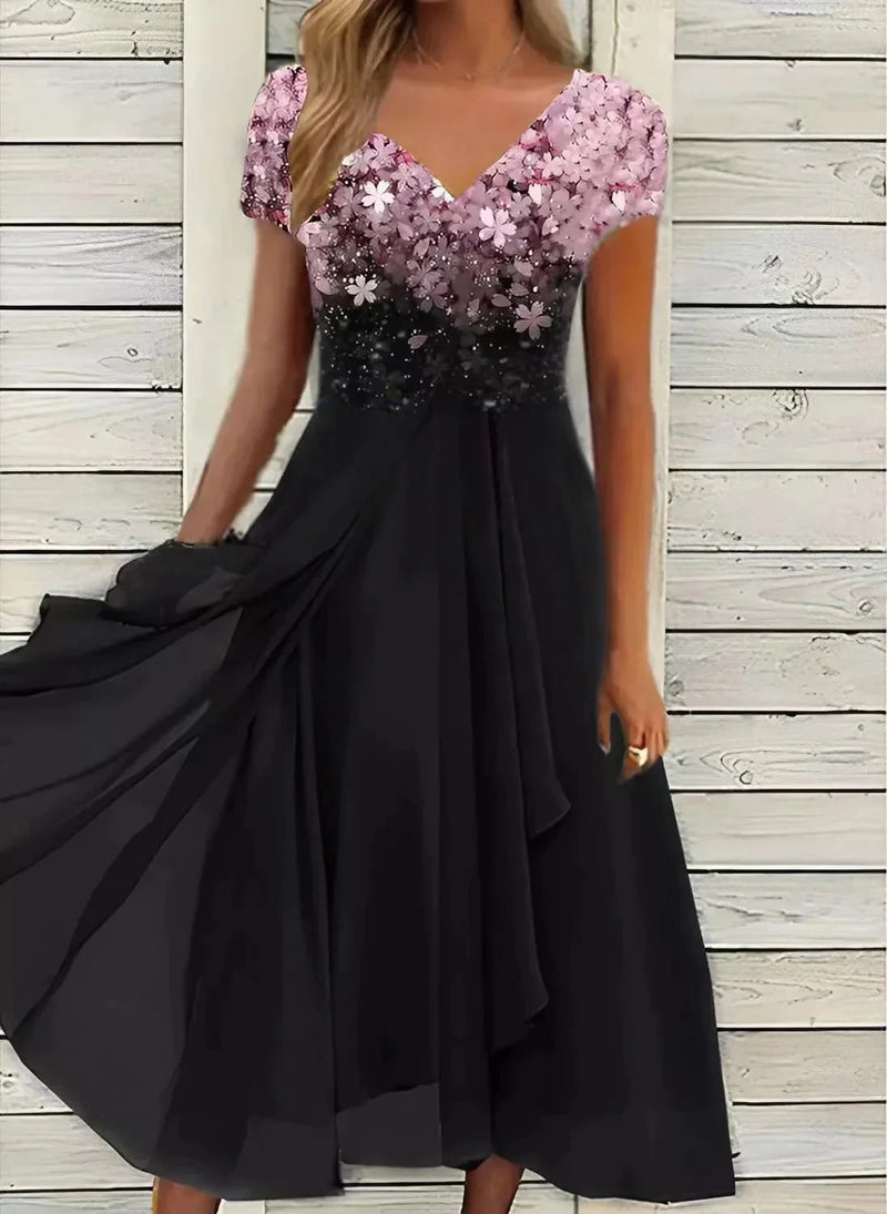 Light Summer Dress with Glamorous Look – Soraya-Pink Black-S-State of Style