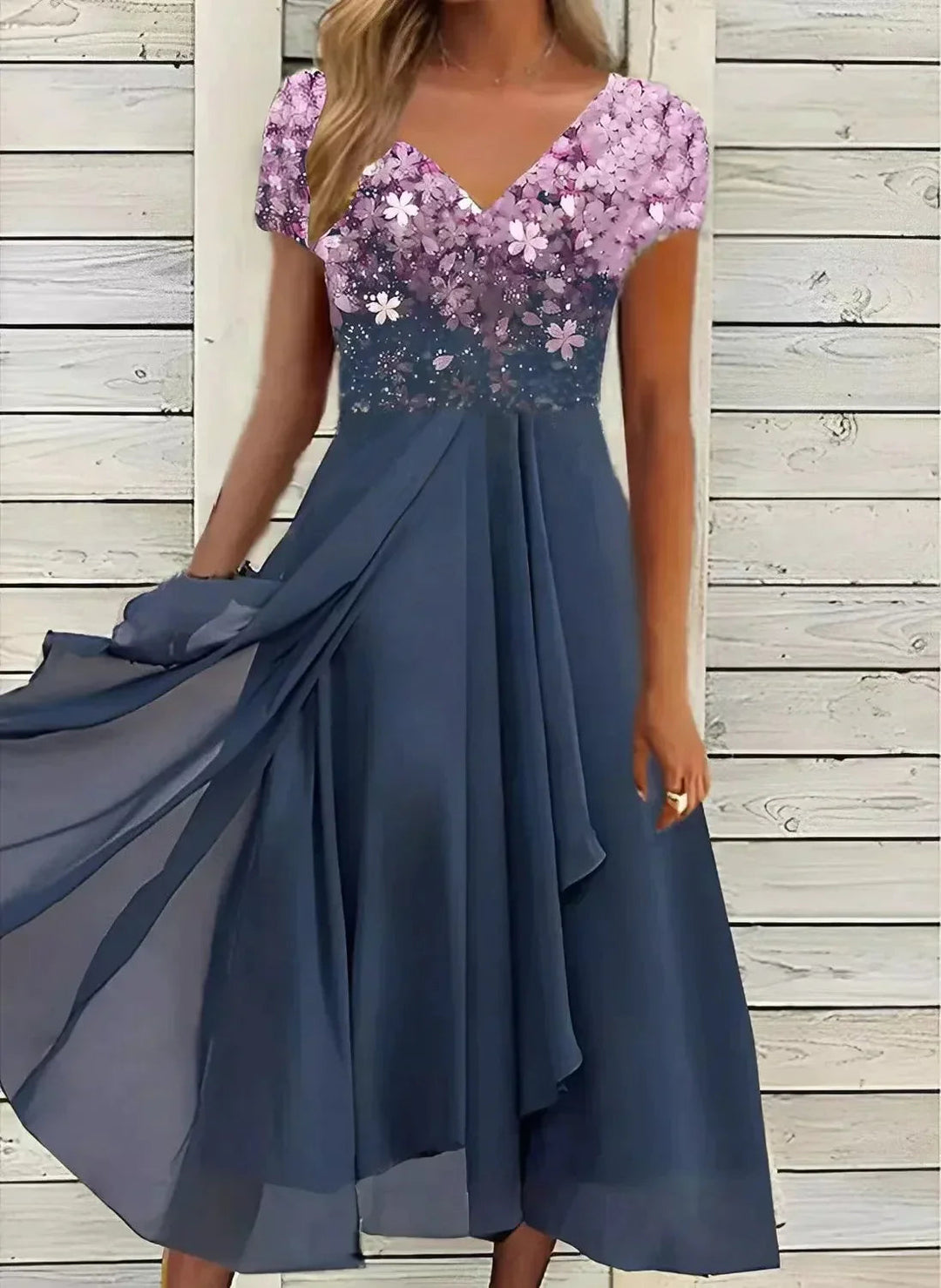 Light Summer Dress with Glamorous Look – Soraya-Pink Blue-S-State of Style