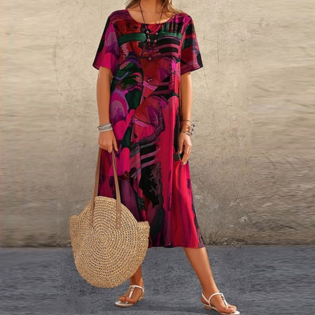 Light Summer Dress with Loose Fit – Ysée-Red-S-State of Style