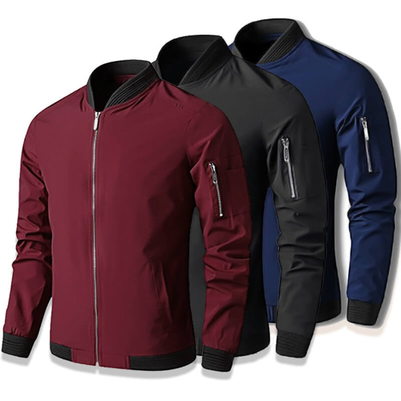 Light & trendy men's bomber jacket with zipper – Jaron-Black-M-State of Style