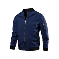 Light & trendy men's bomber jacket with zipper – Jaron-Dark blue-M-State of Style