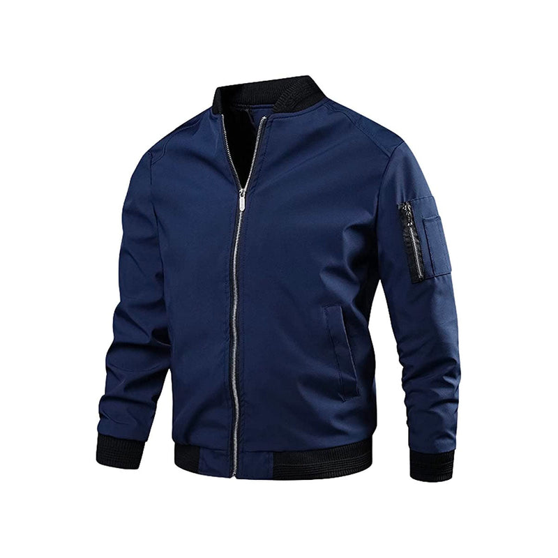 Light & trendy men's bomber jacket with zipper – Jaron-Dark blue-M-State of Style